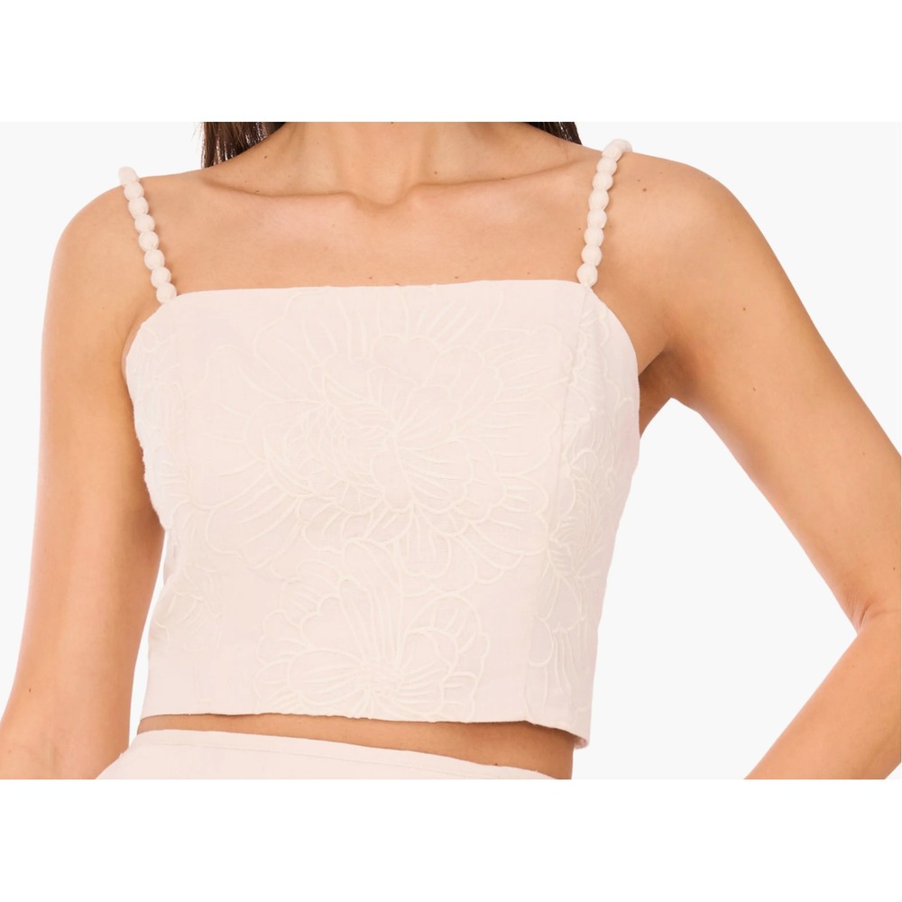 Parker Size 12 Desiree Embroidered Crop Cami NWT Natural Linen Blend $99